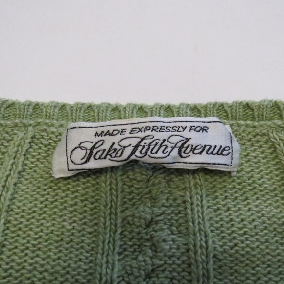 SAKS FIFTH AVENUE Cotton Sweater Cable Knit M - Picture 4 of 5